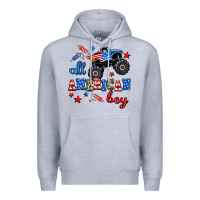 Heather Grey all american boy  monsterr truck Premium Hoodie - AdoDesignShop