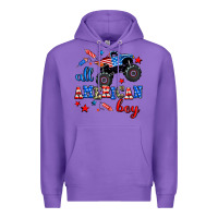 Purple all american boy  monsterr truck Premium Hoodie - AdoDesignShop