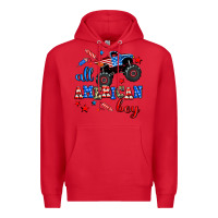 Red all american boy  monsterr truck Premium Hoodie - AdoDesignShop