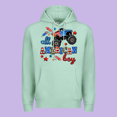All American Boy  Monsterr Truck Premium Hoodie Designed By Adodesignshop