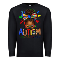 Black autism awareness afro messy bun Premium Sweatshirt - texasbilliewilder