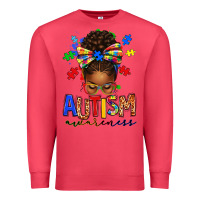 Cardinal autism awareness afro messy bun Premium Sweatshirt - texasbilliewilder