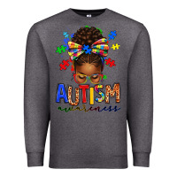 Charcoal Heather autism awareness afro messy bun Premium Sweatshirt - texasbilliewilder