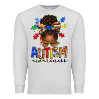 Dove Grey autism awareness afro messy bun Premium Sweatshirt - texasbilliewilder