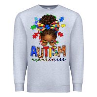 Heather Grey autism awareness afro messy bun Premium Sweatshirt - texasbilliewilder