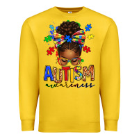 Lemon autism awareness afro messy bun Premium Sweatshirt - texasbilliewilder