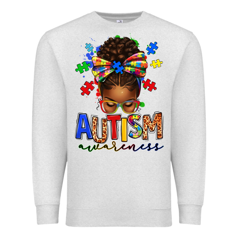 Autism Awareness Afro Messy Bun Premium Sweatshirt by texasbilliewilder | Teevron