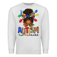 Oatmeal Heather autism awareness afro messy bun Premium Sweatshirt - texasbilliewilder