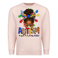 Pale Pink autism awareness afro messy bun Premium Sweatshirt - texasbilliewilder