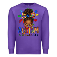 Purple autism awareness afro messy bun Premium Sweatshirt - texasbilliewilder