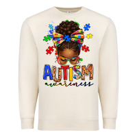 Sandshell autism awareness afro messy bun Premium Sweatshirt - texasbilliewilder
