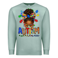 Seafoam autism awareness afro messy bun Premium Sweatshirt - texasbilliewilder