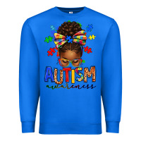 True Royal autism awareness afro messy bun Premium Sweatshirt - texasbilliewilder
