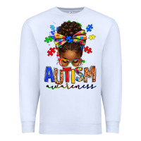 White autism awareness afro messy bun Premium Sweatshirt - texasbilliewilder