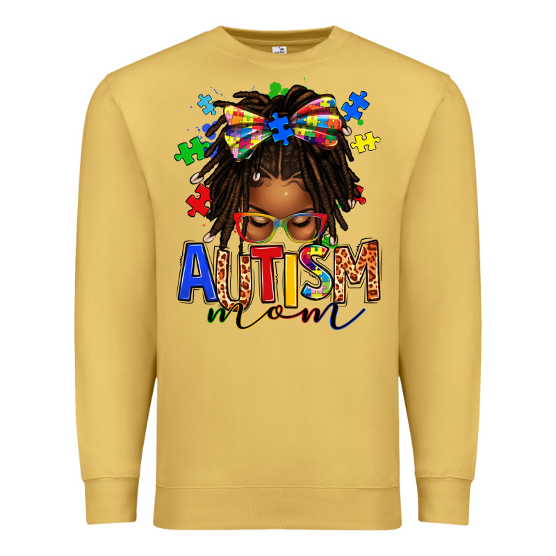 Autism Mom Afro Locs Messy Bun Premium Sweatshirt by texasbilliewilder | Teevron