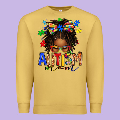 Premium Sweatshirt autism mom afro locs messy bun