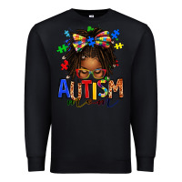 Black autism mom afro locs messy bun Premium Sweatshirt - texasbilliewilder