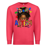 Cardinal autism mom afro locs messy bun Premium Sweatshirt - texasbilliewilder