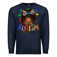 Navy autism mom afro locs messy bun Premium Sweatshirt - texasbilliewilder