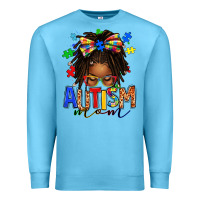 Ocean Blue autism mom afro locs messy bun Premium Sweatshirt - texasbilliewilder