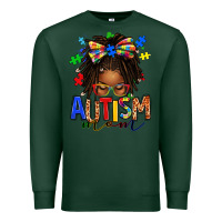 Sports Green autism mom afro locs messy bun Premium Sweatshirt - texasbilliewilder