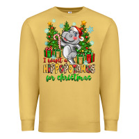 Antique Gold i want a hippopotamus for christmas Premium Sweatshirt - Zillion Design Studio