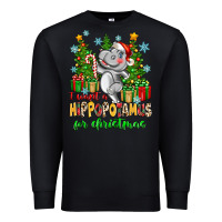 Black i want a hippopotamus for christmas Premium Sweatshirt - Zillion Design Studio