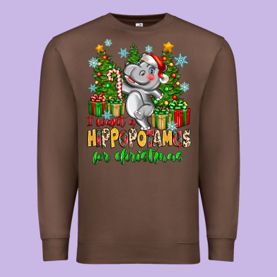 I Want A Hippopotamus For Christmas Premium Sweatshirt Designed By Zillion Design Studio