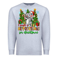 Heather Grey i want a hippopotamus for christmas Premium Sweatshirt - Zillion Design Studio