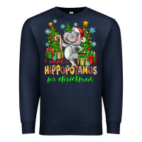 Navy i want a hippopotamus for christmas Premium Sweatshirt - Zillion Design Studio