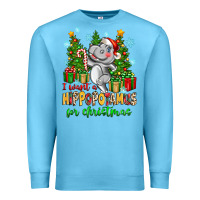 Ocean Blue i want a hippopotamus for christmas Premium Sweatshirt - Zillion Design Studio