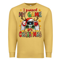 Antique Gold i paused my game for christmas Premium Sweatshirt - Zillion Design Studio