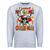 Heather Grey i paused my game for christmas Premium Sweatshirt - Zillion Design Studio