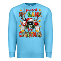Ocean Blue i paused my game for christmas Premium Sweatshirt - Zillion Design Studio