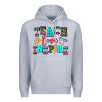 Heather Grey teach love inspire Premium Hoodie - AdoDesignShop