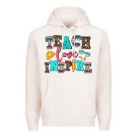 Pale Pink teach love inspire Premium Hoodie - AdoDesignShop