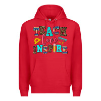 Red teach love inspire Premium Hoodie - AdoDesignShop