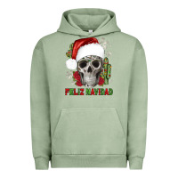 Pigment Oil Green feliz navidad skull cactus Urban Hoodie - JahusDesignShop