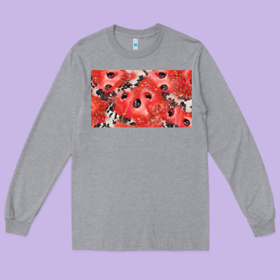 Watermelon Strawberry Cowhide Cup Long Sleeve Tee Designed By Barkaloodesign