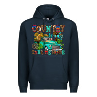 Navy country roads take me home Premium Hoodie - AdoDesignShop
