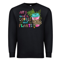 Black all i need is coffee and plants Premium Sweatshirt - texasbilliewilder
