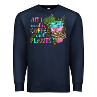Navy all i need is coffee and plants Premium Sweatshirt - texasbilliewilder