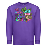 Purple all i need is coffee and plants Premium Sweatshirt - texasbilliewilder
