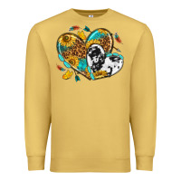 Antique Gold cowhide leopard hearts Premium Sweatshirt - texasbilliewilder