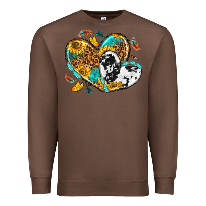Cowhide Leopard Hearts Premium Sweatshirt by texasbilliewilder | Teevron