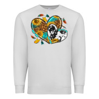 Dove Grey cowhide leopard hearts Premium Sweatshirt - texasbilliewilder