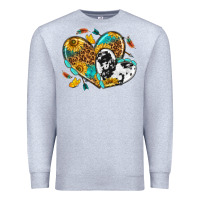 Heather Grey cowhide leopard hearts Premium Sweatshirt - texasbilliewilder