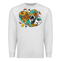 Oatmeal Heather cowhide leopard hearts Premium Sweatshirt - texasbilliewilder