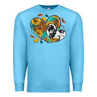 Ocean Blue cowhide leopard hearts Premium Sweatshirt - texasbilliewilder