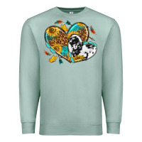 Seafoam cowhide leopard hearts Premium Sweatshirt - texasbilliewilder